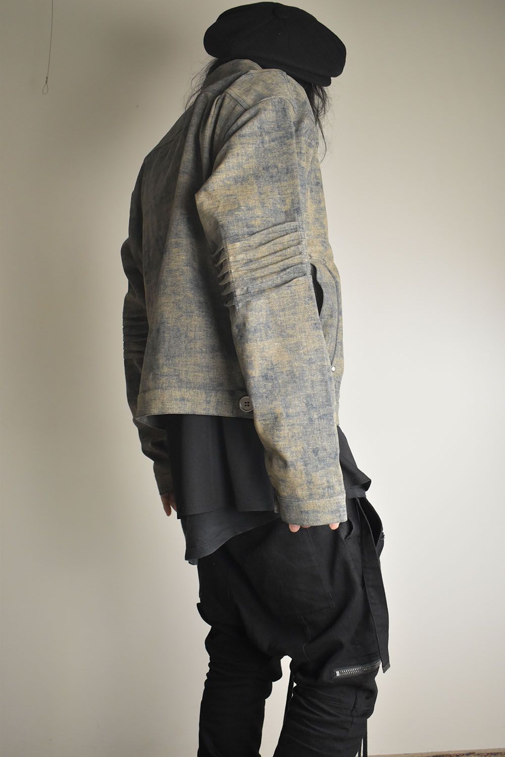 Blended Shades Denim Pin Tuck Blouson "Steel Blue" / ブレンデッドシェイドデニムピンタックブルゾン"スティールブルー"