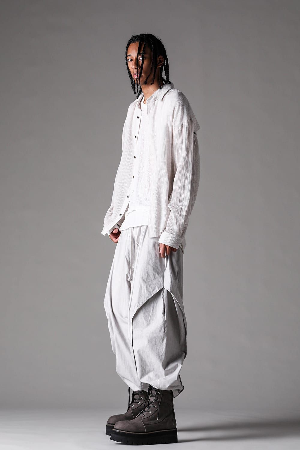 《2027SS先行予約》Sumi Dyed Side Tuck Tapared Pants"Grey / L.Grey" / 墨染サイドタックテーパードパンツ"グレー / ライトグレー"
