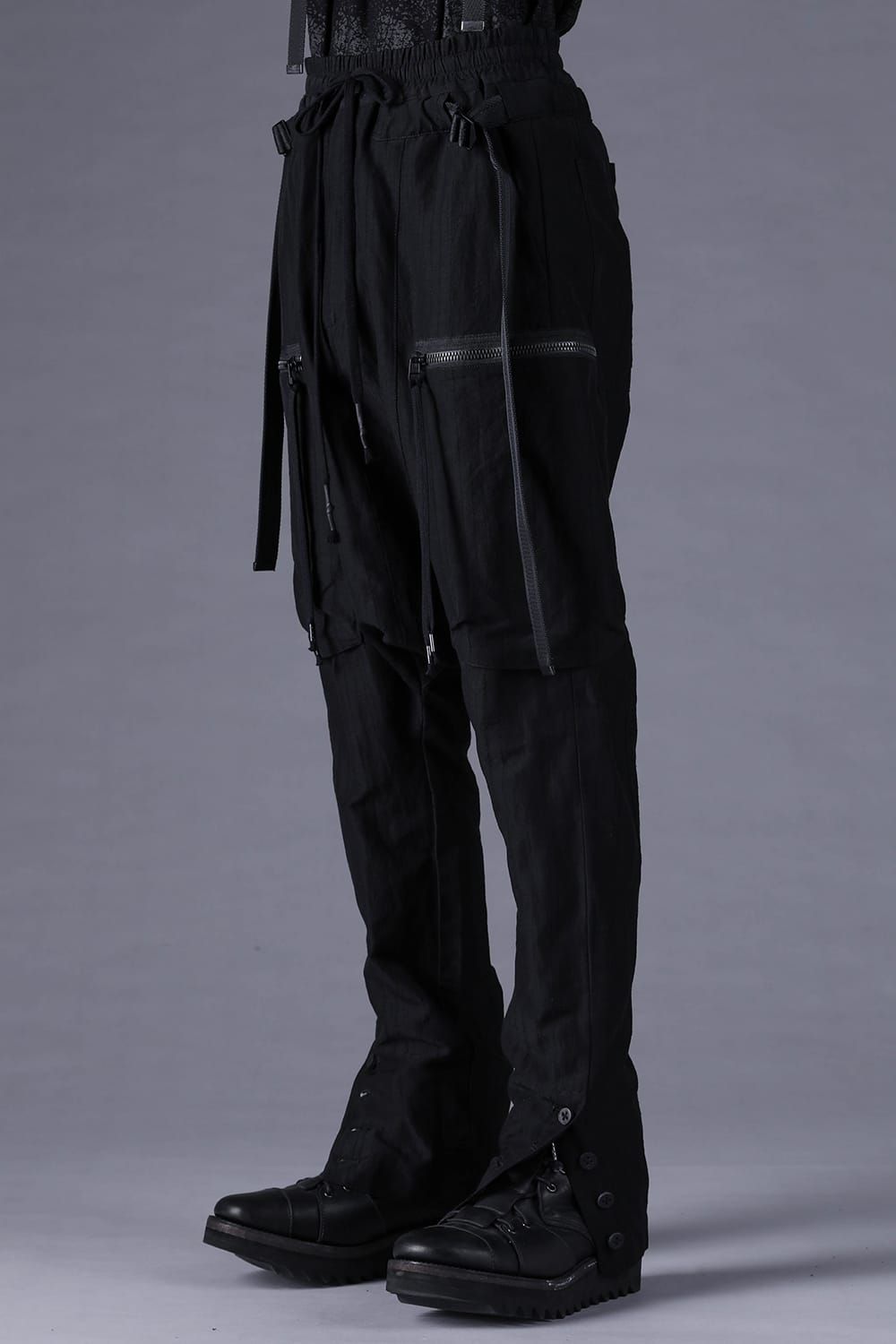 《2027SS先行予約分》Scar Stripe Jacquard Slim Sarrouel Cargo Pants"Black" / スカーストライプジャガードスリムサルエルカーゴパンツ"ブラック"