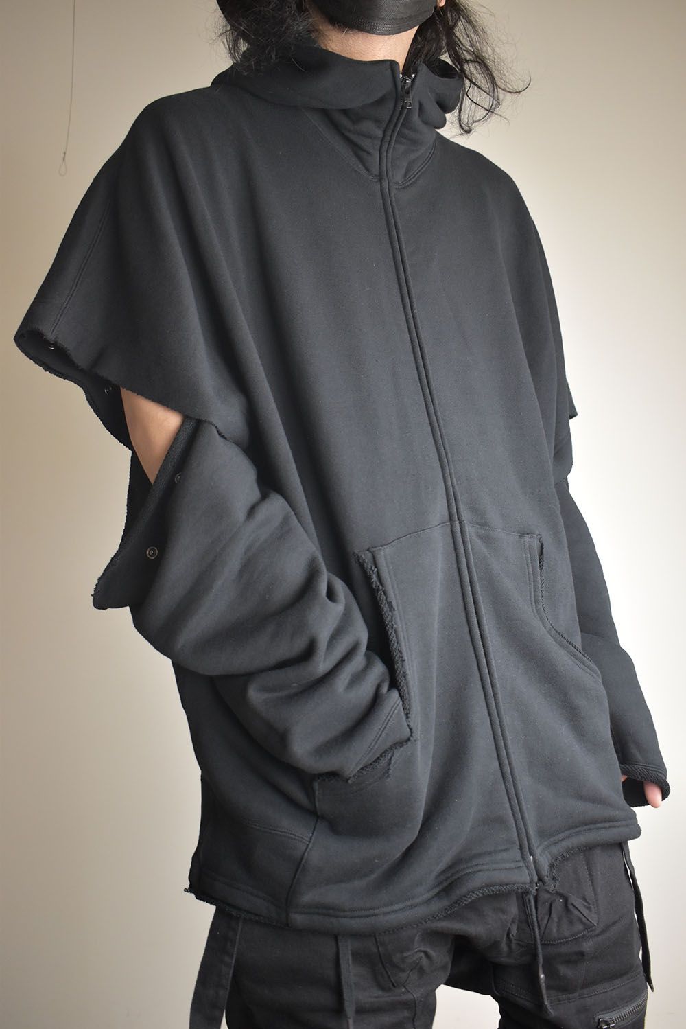 Sweat Oversize Zip Up Hoodie"Black" / スウェットオーバーサイズジップアップパーカ"ブラック"