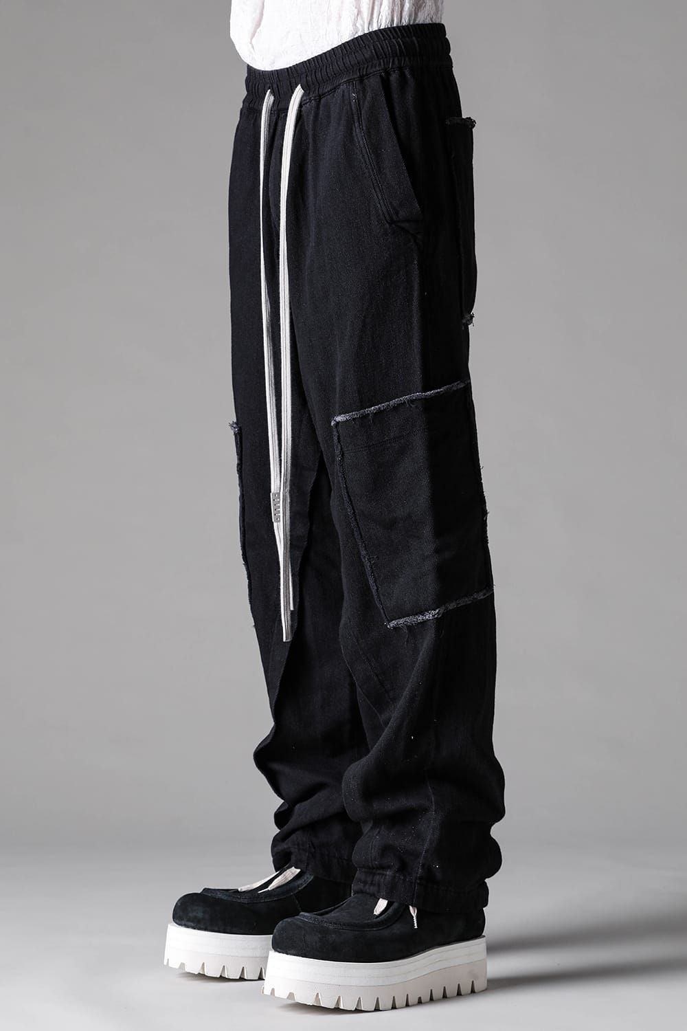 《2027SS先行予約》Loose Denim Wide Cargo Pants"Black" / ルーズデニムワイドカーゴパンツ"ブラック"