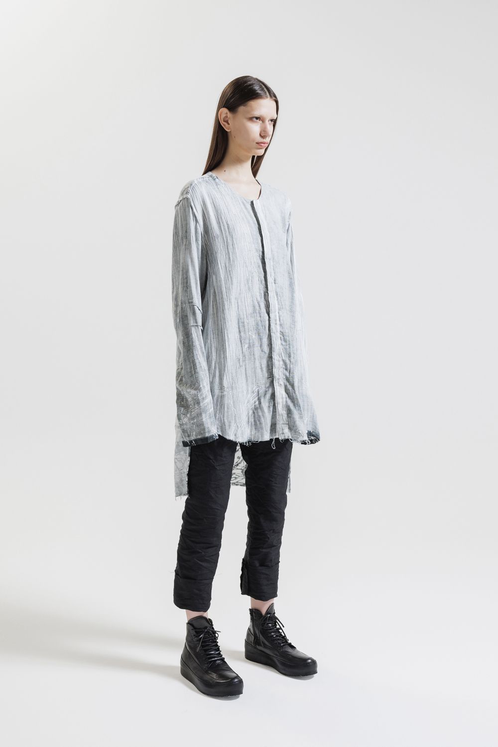 Round Neck Reversible Gauze Shirt"Face Print" / ラウンドネックリバーシブルガーゼシャツ"フェイスプリント"