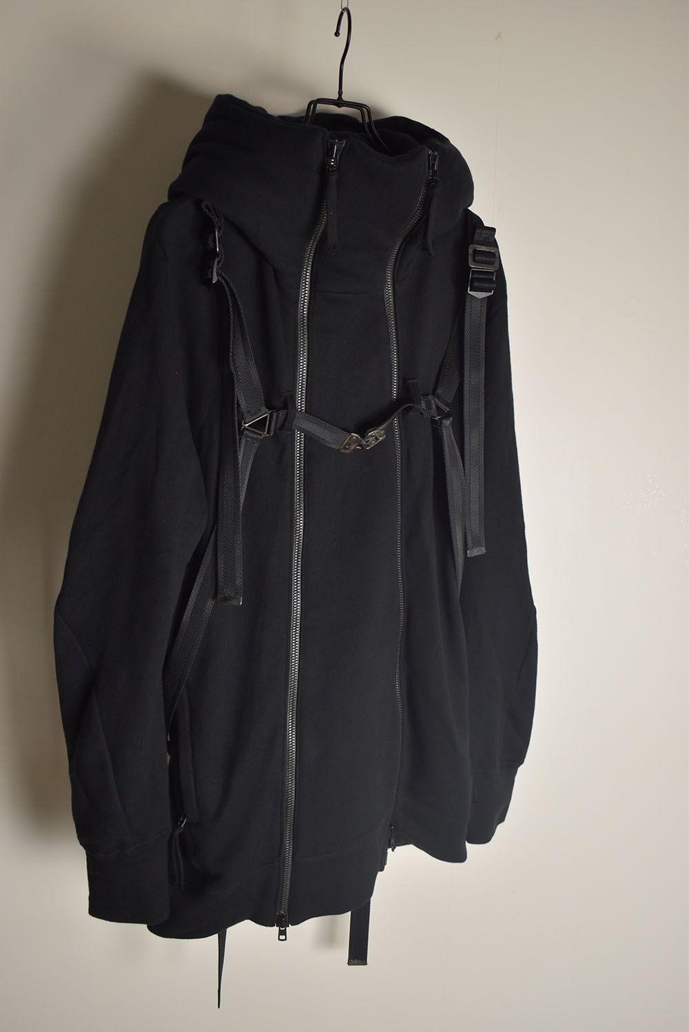 Non-Flammable Fleece Harness Belt W-Zip Hooded Jacket  "Black" / 無燃糸裏毛ハーネスベルトWジップフーデッドジャケット"ブラック"