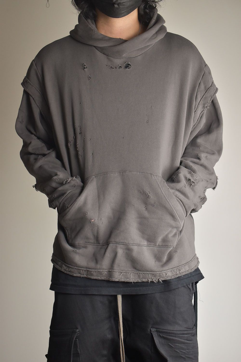 Untwisted Sweat Oversized Pullover Hoodie "Charcoal" / 無撚糸裏毛オーバーサイズプルオーバーフーディー"チャコール"