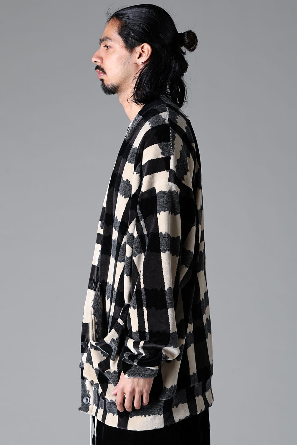 《2025AW先行予約》Checked Pattern Jumbo Cardigan"Black×Grey×Ivory" / チェックパターンジャンボカーディガン"ブラック×グレー×アイボリー"