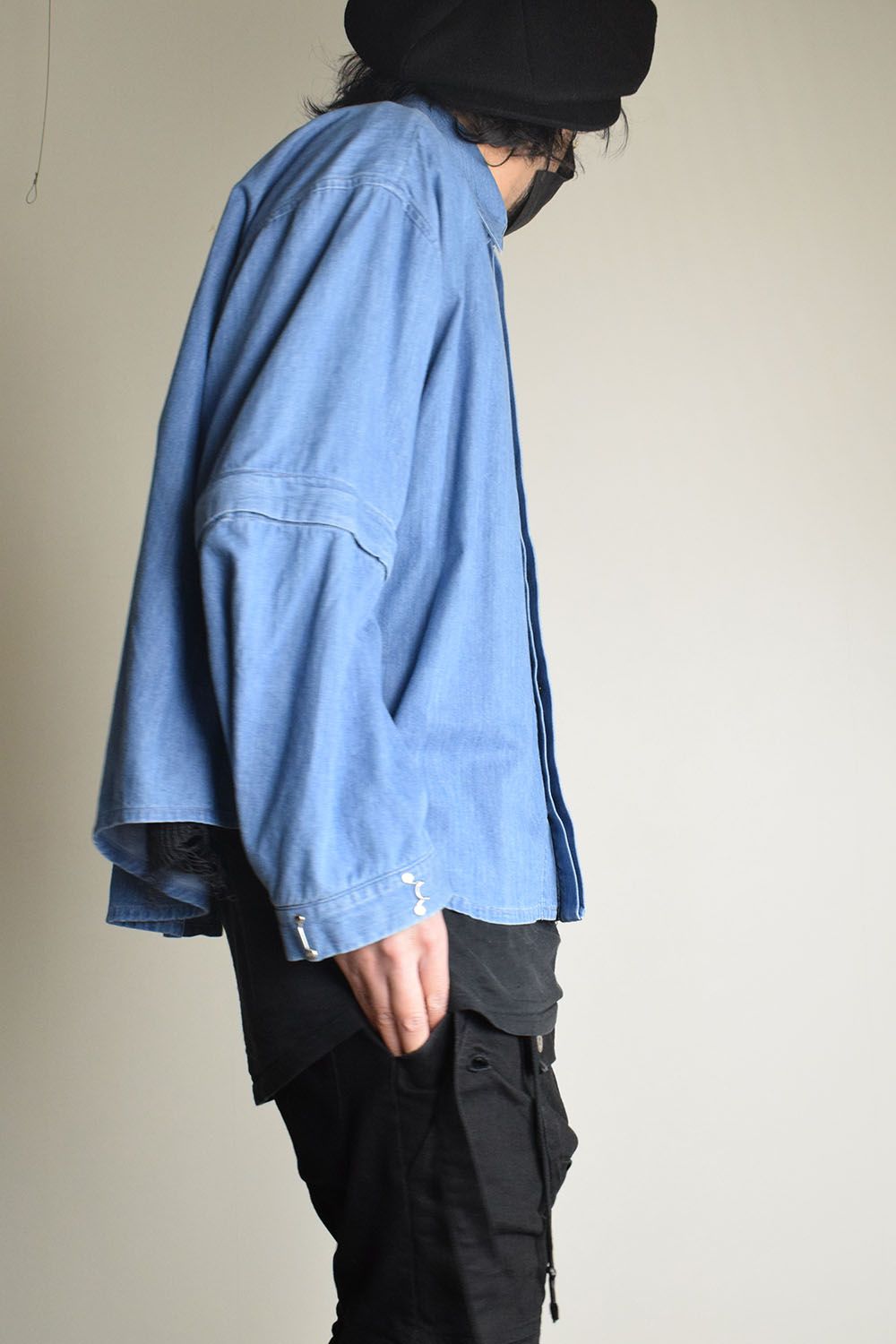 Detachable Sleeve Hook Cuff Shirt"Blue Washed" / デタッチャブルスリーブホックカフスシャツ"ブルーウォッシュド"