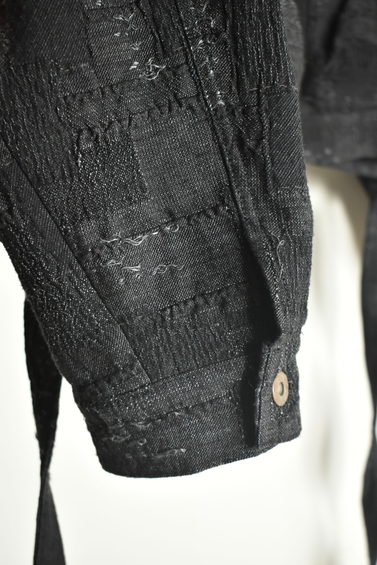 Crust Jacquard Salopette Layered Jacket"Black" / クラストジャガードサロペットレイヤードジャケット"ブラック"