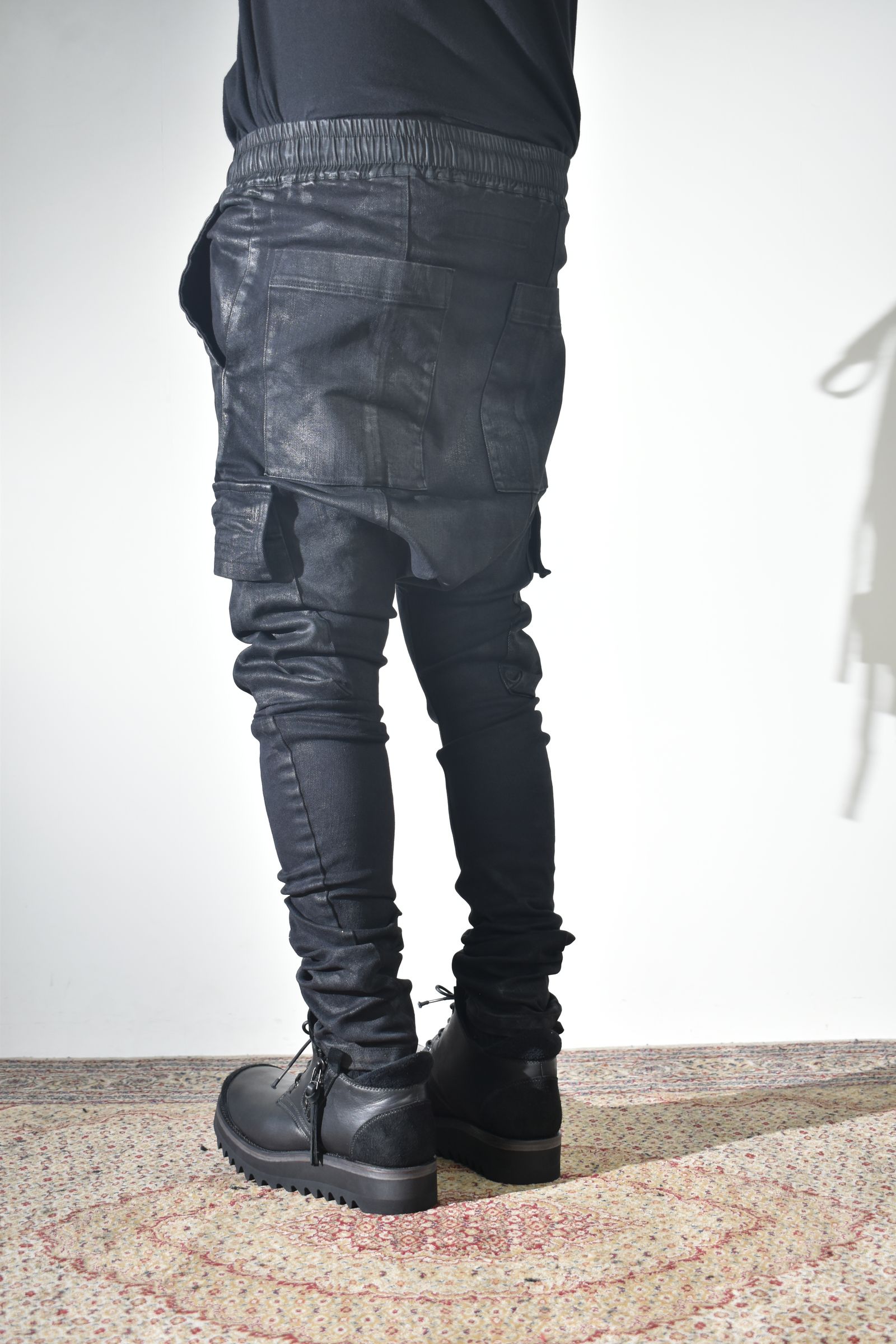 Coating Cargo Saroel Skinny"Black" / コーティングサルエルカーゴスキニー"ブラック"