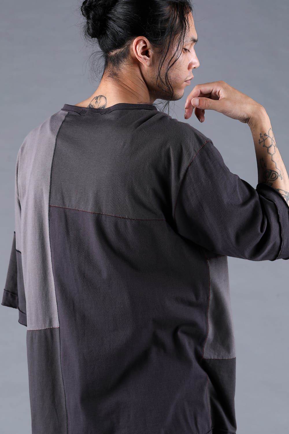 Multi Color Patchwork T-shirt"Charcoal" / マルチカラーパッチワークTシャツ"チャコール"