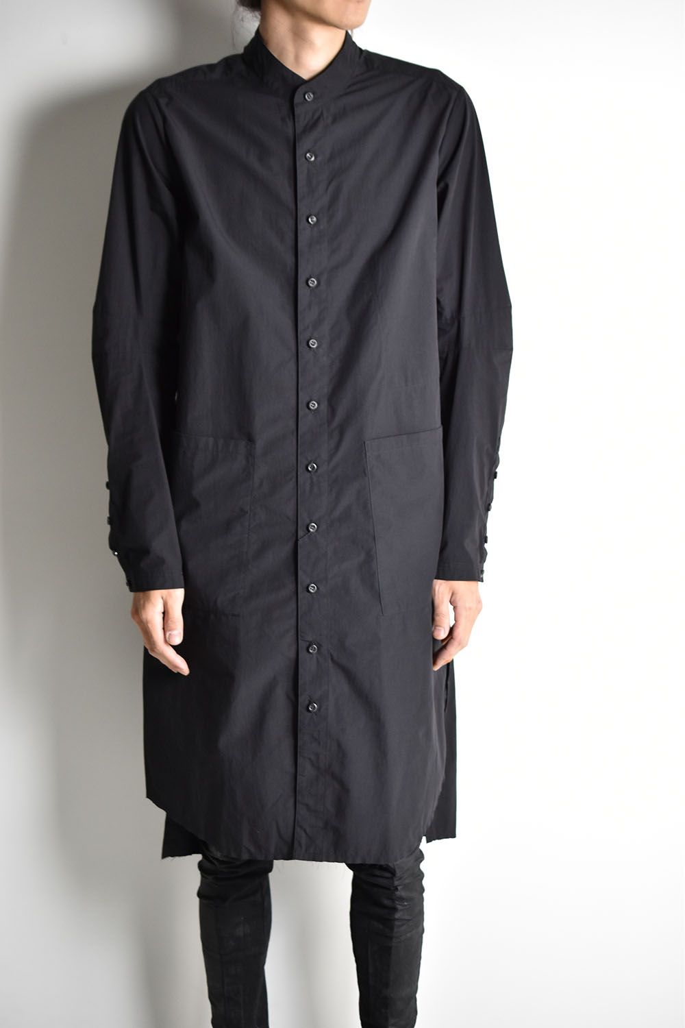 コットンタイプライターLong Shirts"Black"/ ロングシャツ"ブラック"