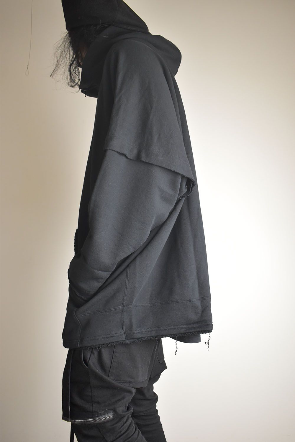 Sweat Oversize Zip Up Hoodie"Black" / スウェットオーバーサイズジップアップパーカ"ブラック"