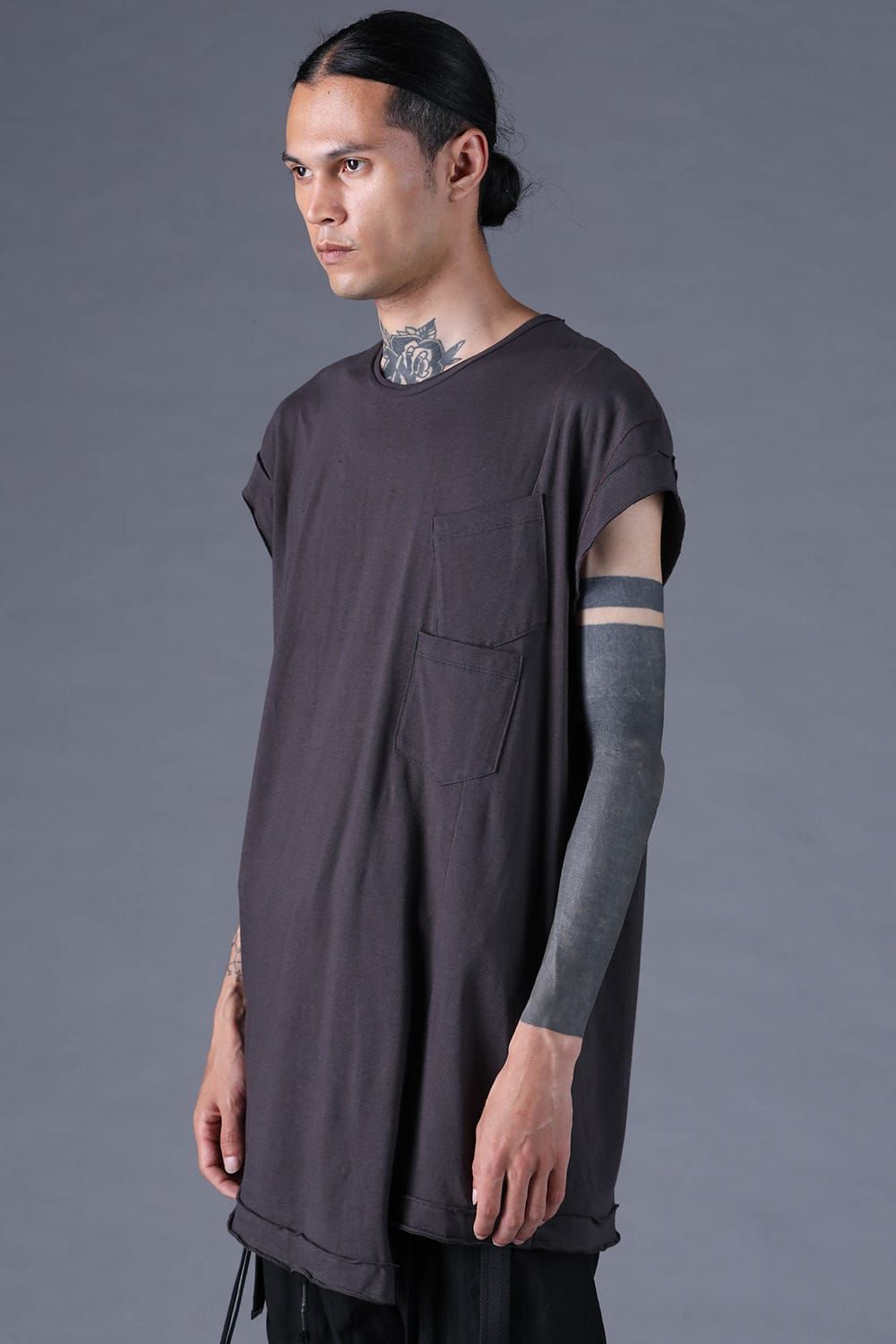 《2027SS先行予約分》30/- Cotton Cap Sleeves T-Shirt "Black / Grey / Charcoal" / 30/-天竺キャップスリーブTシャツ "ブラック / グレー /チャコール"
