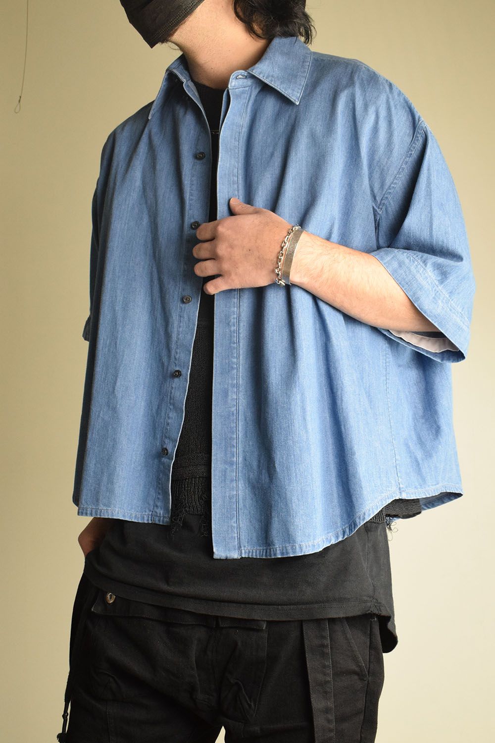 Detachable Sleeve Hook Cuff Shirt"Blue Washed" / デタッチャブルスリーブホックカフスシャツ"ブルーウォッシュド"