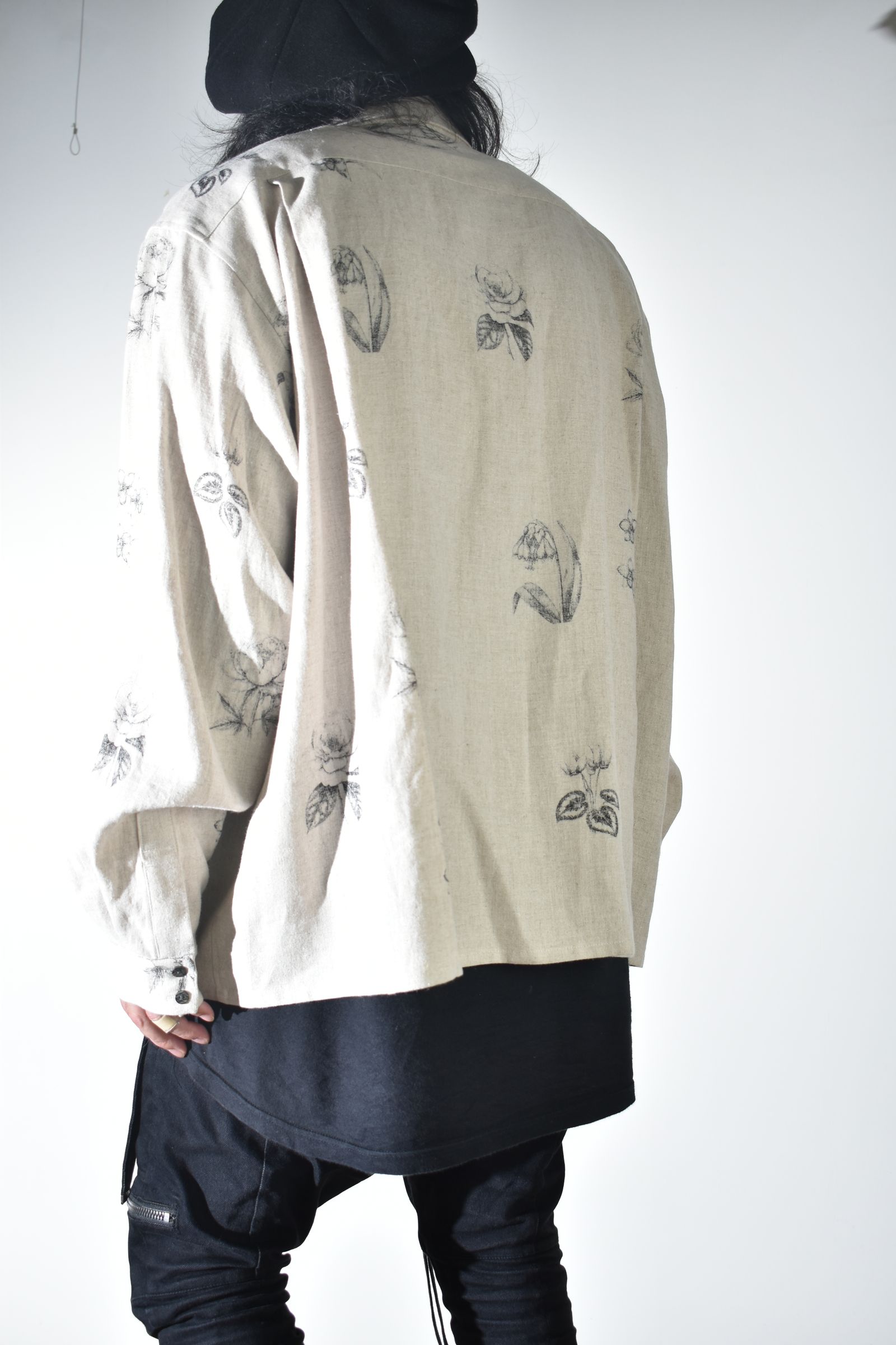 Botanical Print Oversized Shirt "Ecru" / ボタニカルプリントオーバーサイズシャツ"エクリュ"