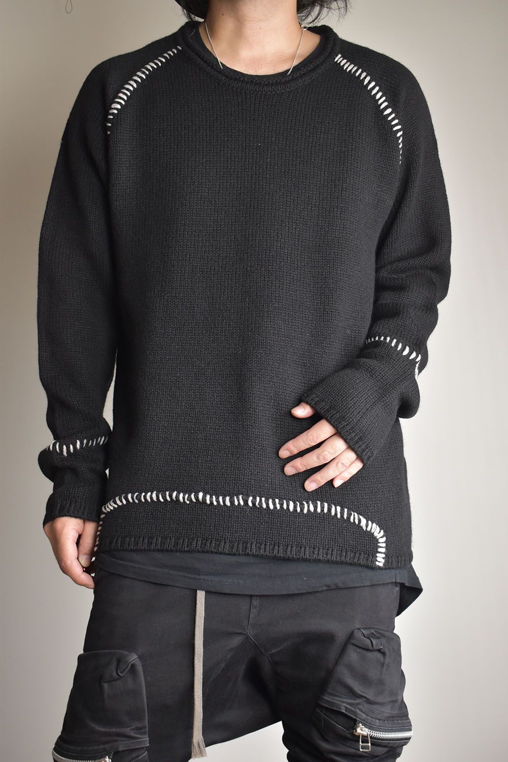 Over Lock Knit Pullover"Black" / オーバーロックニットプルオーバー"ブラック"