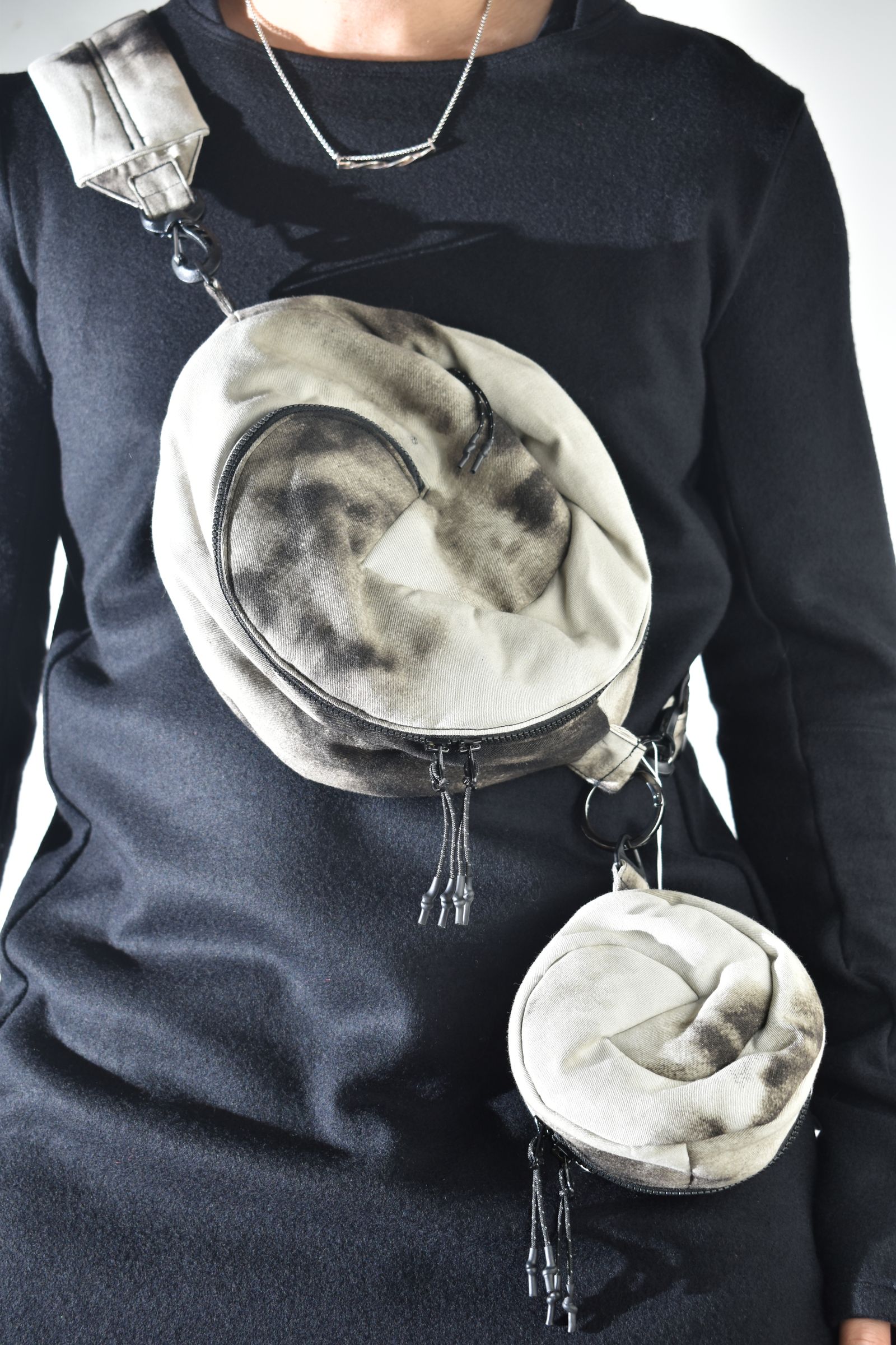 Sphere Shoulder Bag "Black Bleached" / スフィアショルダーバッグ"ブラックブリーチ"