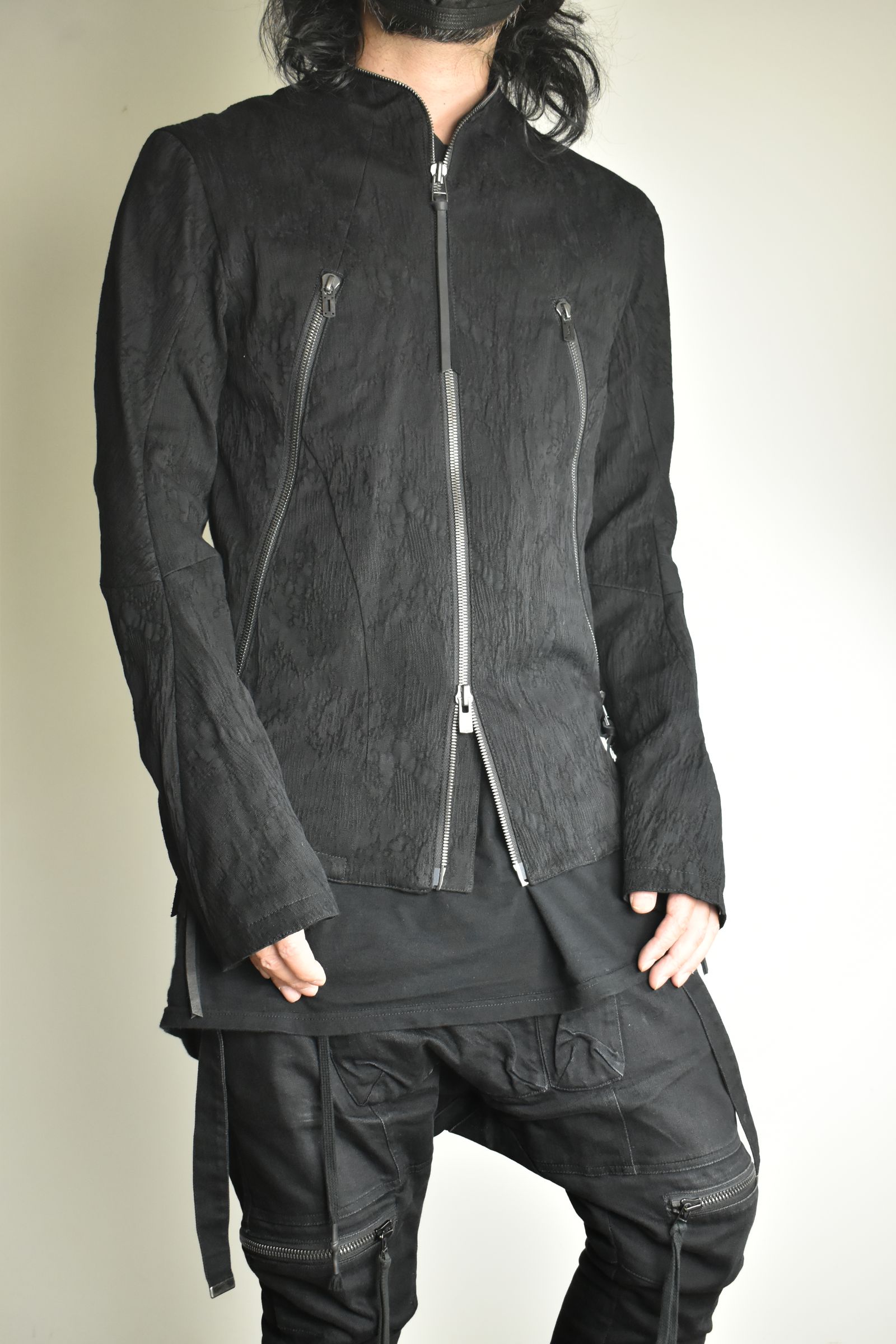 Damage Jacquard Single Rider Jacket"Black" / ダメージジャガードシングルライダースジャケット"ブラック"