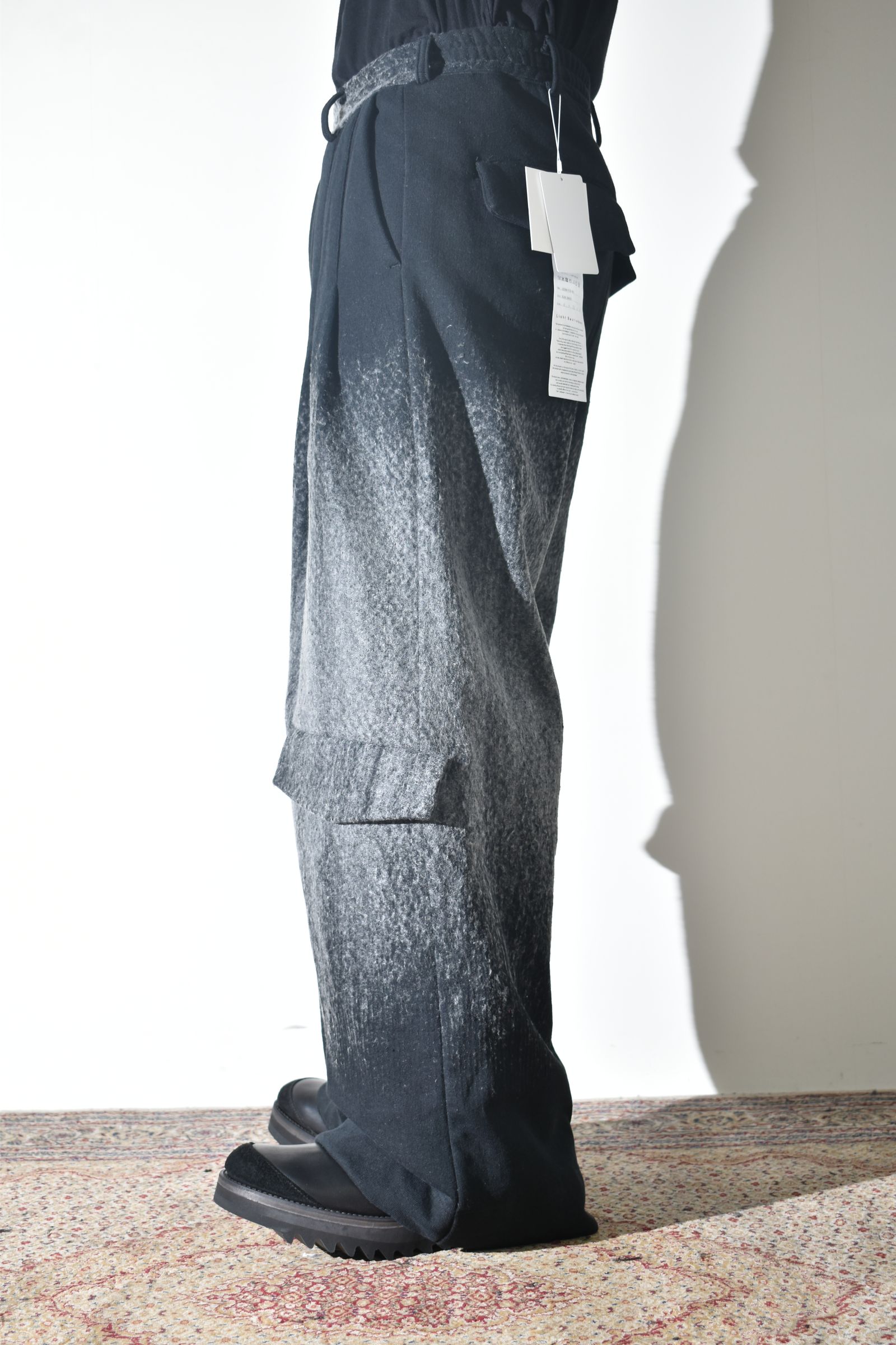 Gradient Needle Punch Sinflap Baggy Pants "Black Based" / グラデーションニードルパンチシンフラップバギーパンツ"ブラックベース"