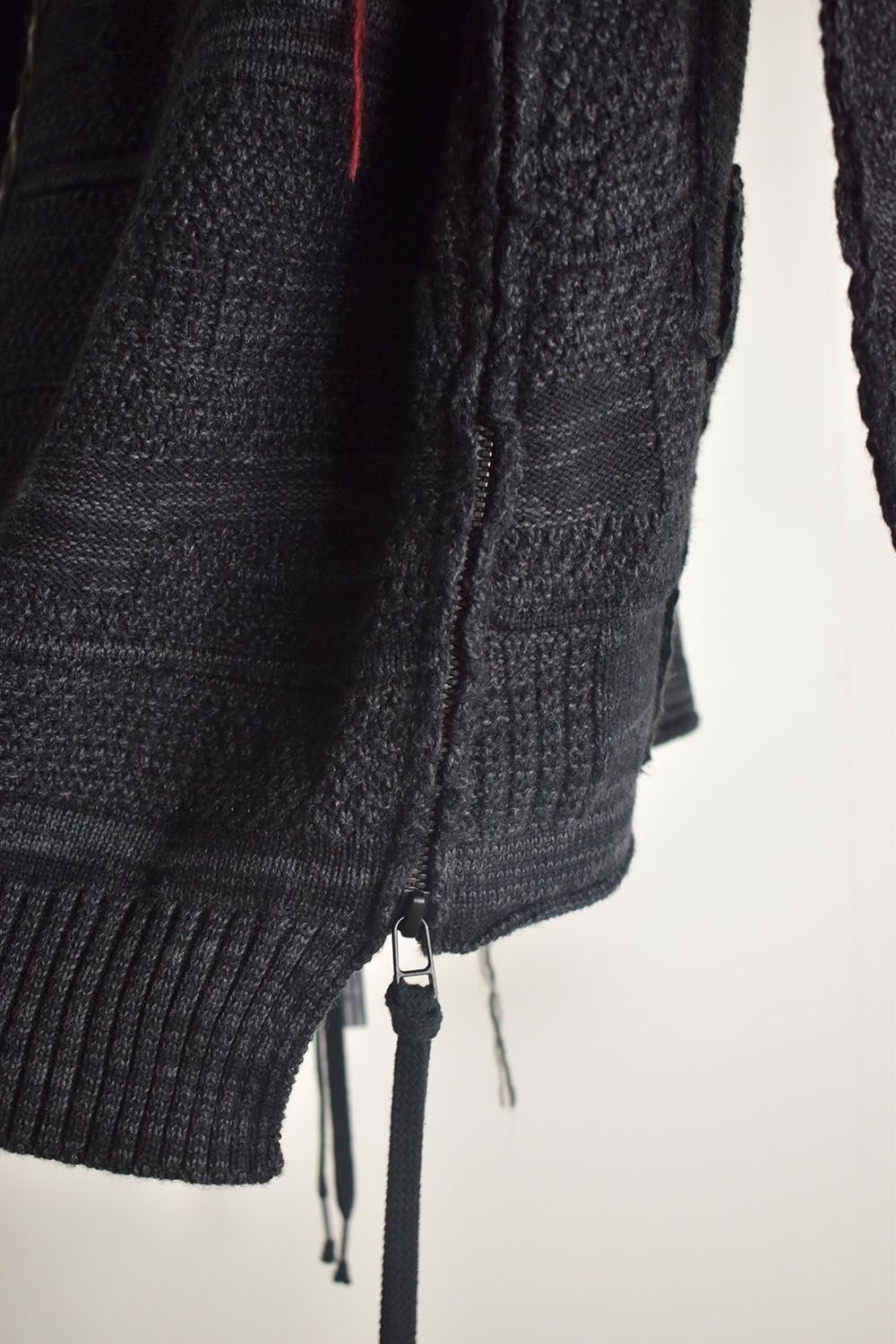 Cotton Cashmere Crust Patch Knit Pullover "Charcoal" / コットンカシミヤクラストパッチニットプルオーバー"チャコール"