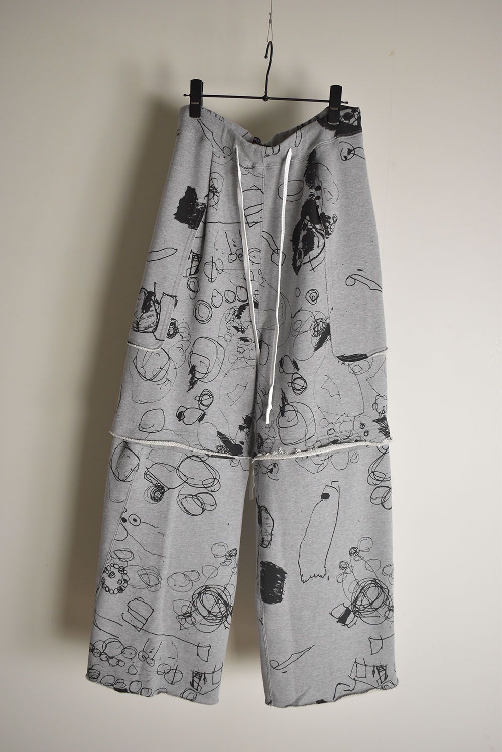 Sweat Print Wide Pants"Grey" / スウェットプリントワイドパンツ"グレー"