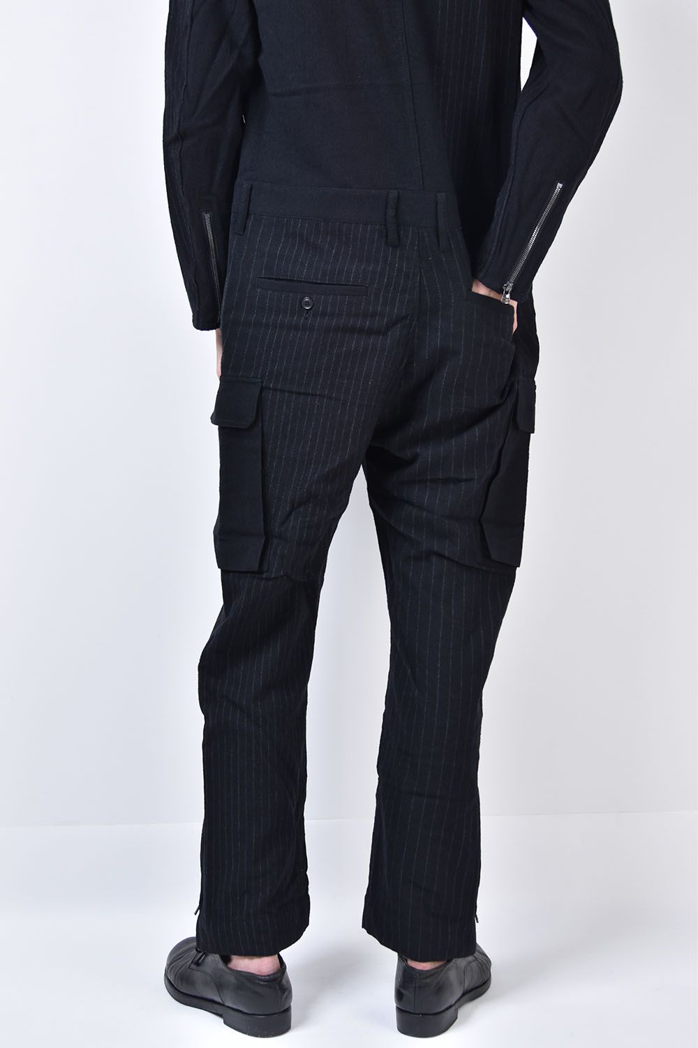 Compression Wool Random Stripe Jump Suit"Black"/コンプレッションウールランダムストライプジャンプスーツ"ブラック"
