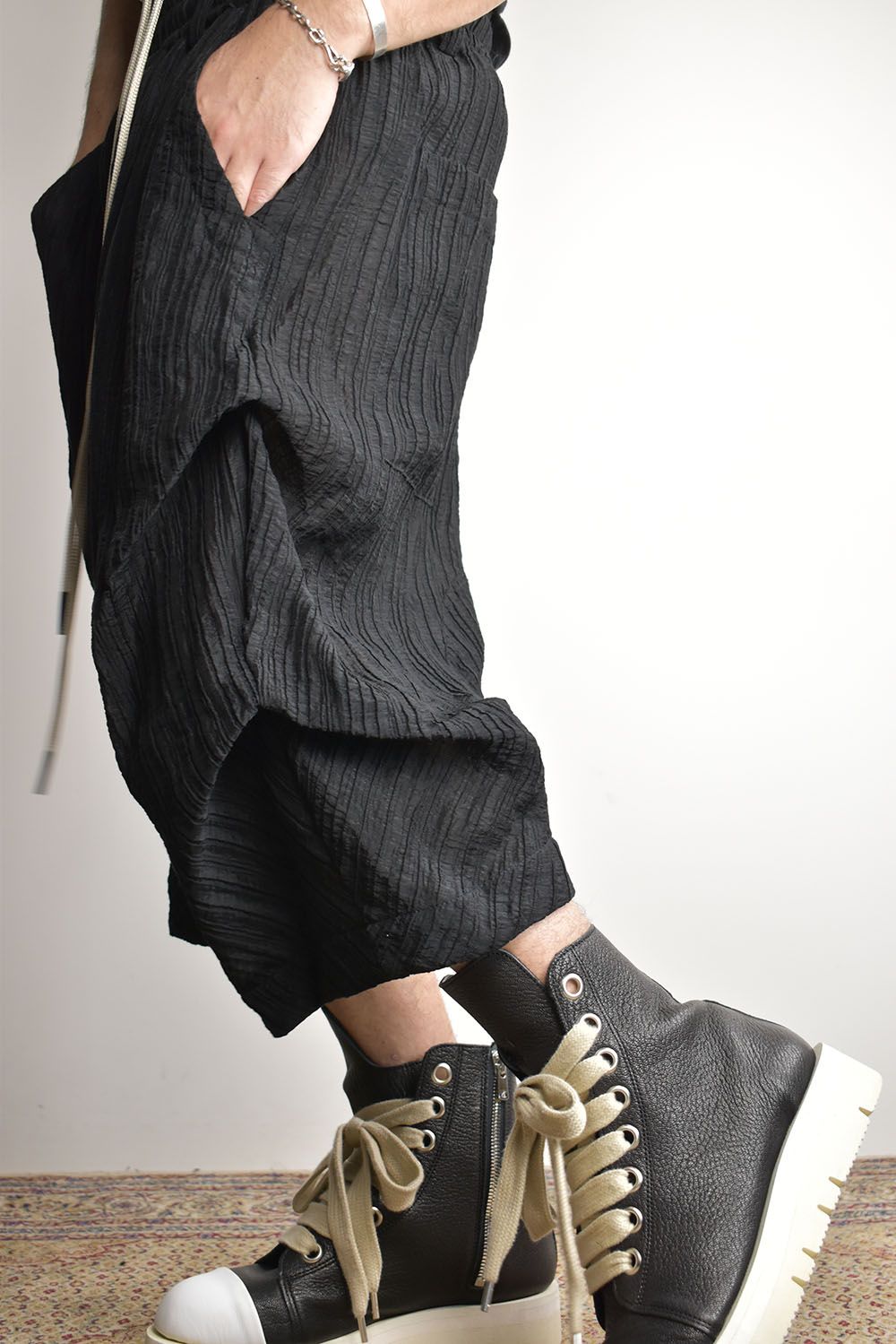 Sheer Yoryu Tuck Shorts"Black" / シアータックショーツ"ブラック"