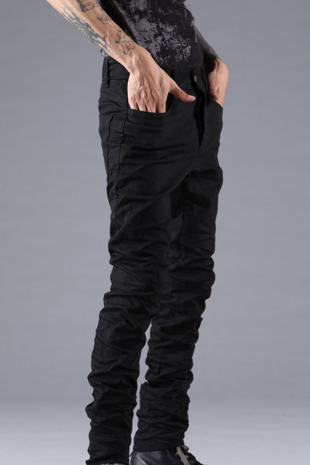 Stretch Denim Straight Slim Pants"Black" / ストレッチデニムストレートスリムパンツ"ブラック"