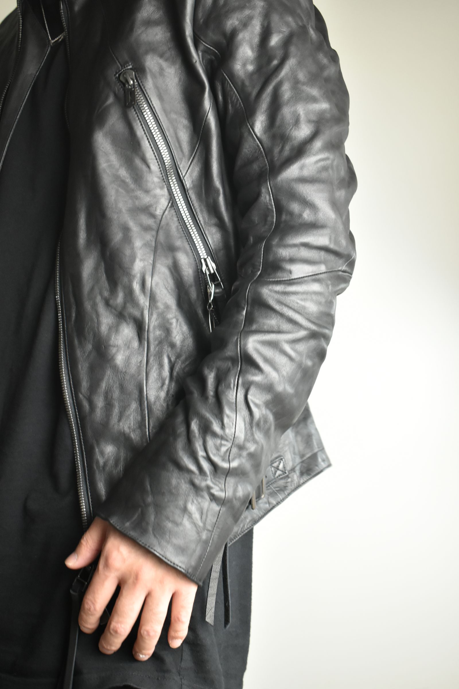 Horse Leather Collar Detachable Jacket"Black" / ホースレザーカラーデタッチャブルジャケット"ブラック"