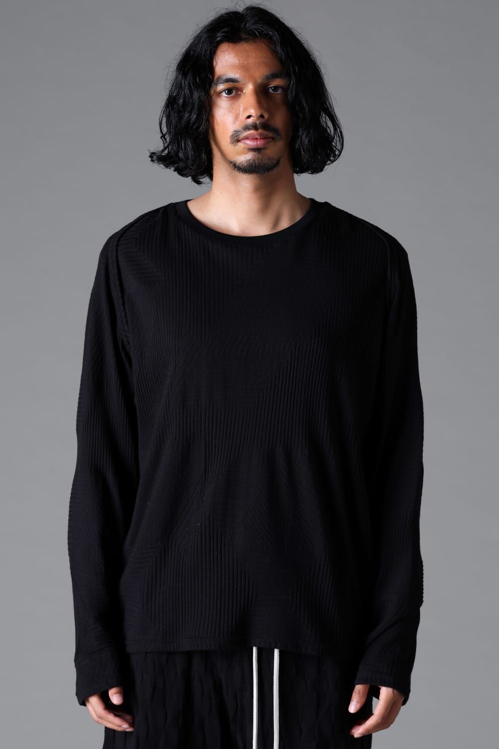 《2026SS先行予約》Deformed Stripe Pattern Shiva Long Sleeve Tee "Black / Cream" /ディフォルメドストライプパターンシヴァロングスリーブ"ブラック/クリーム"