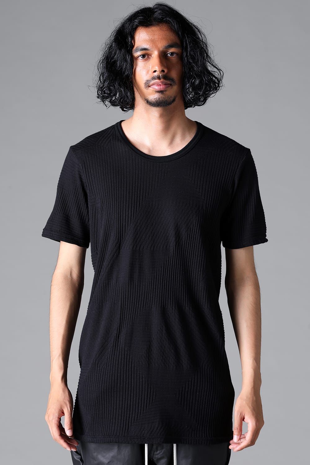 《2026SS先行予約》Deformed Stripe Pattern Slim Tee "Black / Cream" /ディフォルメドストライプパターンスリムTee"ブラック/クリーム"