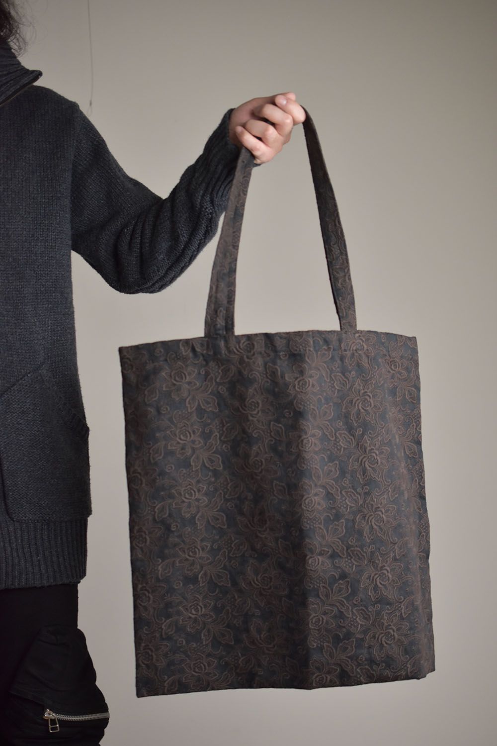Embroidery Tote Bag"Dark Brown"/刺繍トートバッグ"ダークブラウン"