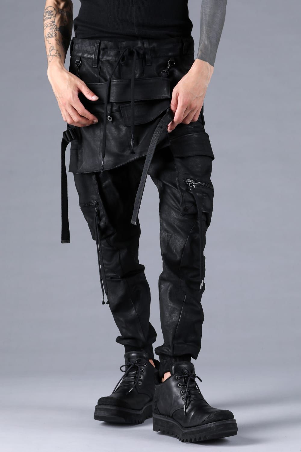 Product Coating Bag Attached Cargo Jogging Pants"Black" / 製品コーティングバッグアタッチドカーゴジョグパンツ"ブラック"