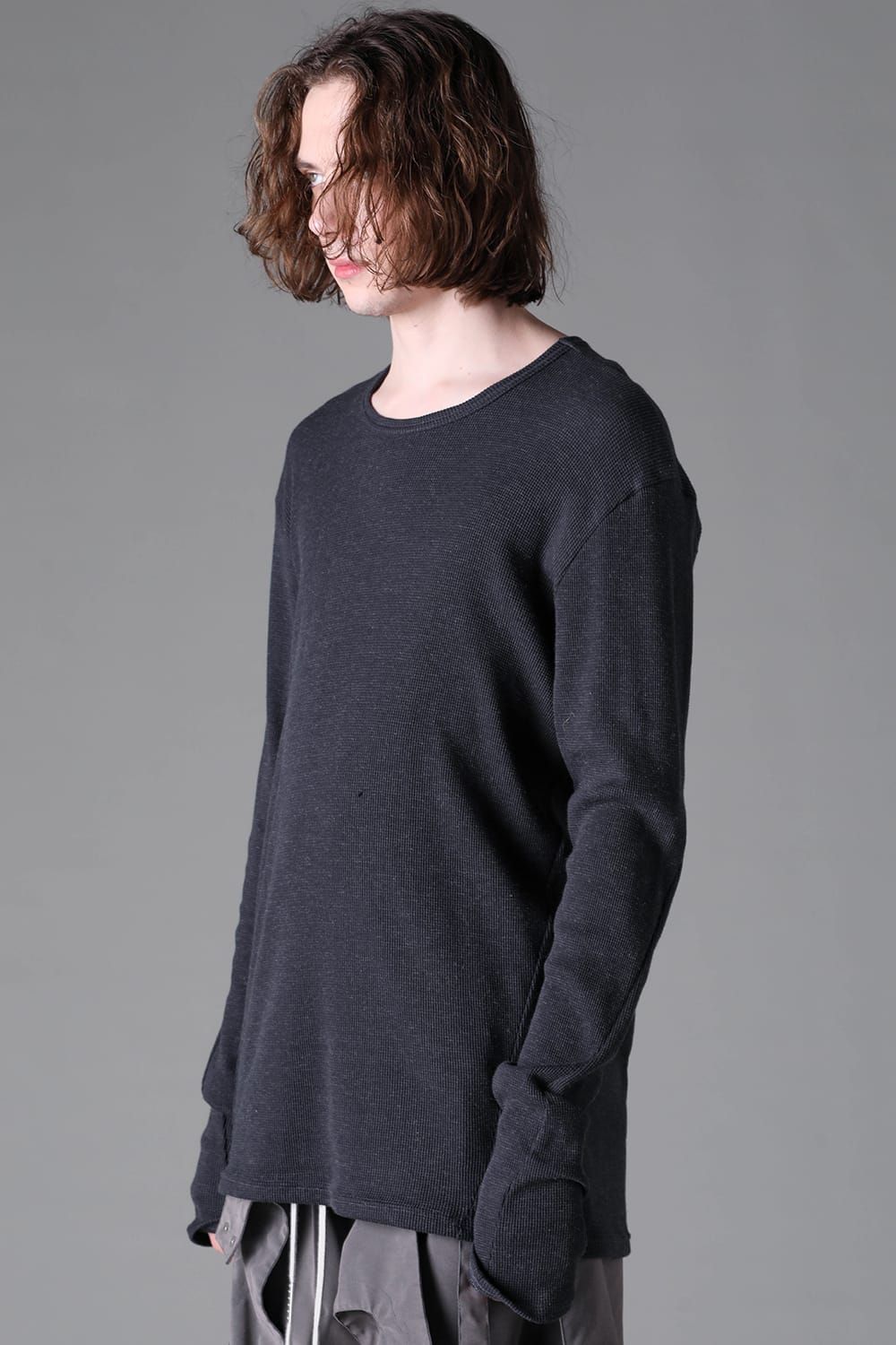 《2026AW先行予約》Back Printed Waffle Jersey Long  Sleeve Tee"Black / D.Grey / Ivory /Khaki"バックプリントワッフルジャージーロングスリーブTee"ブラック/ダークグレー/アイボリー/カーキ"