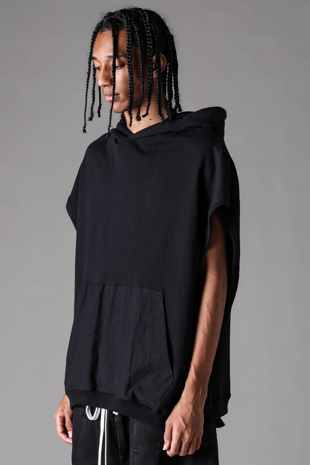 《2027SS先行予約》Lightweight French Terry Sleeve Less Hoodie "Black" / ミニ裏毛スリーブレスフーディ"ブラック"