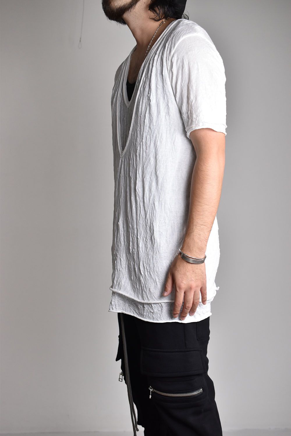 《2026SS先行予約》Gauze Washer Layerd V-Neck Tee"BK×WH/IV×GYBG×GY/BK×BK/WH×WH"/ガーゼワッシャーレイヤードVネックTee"