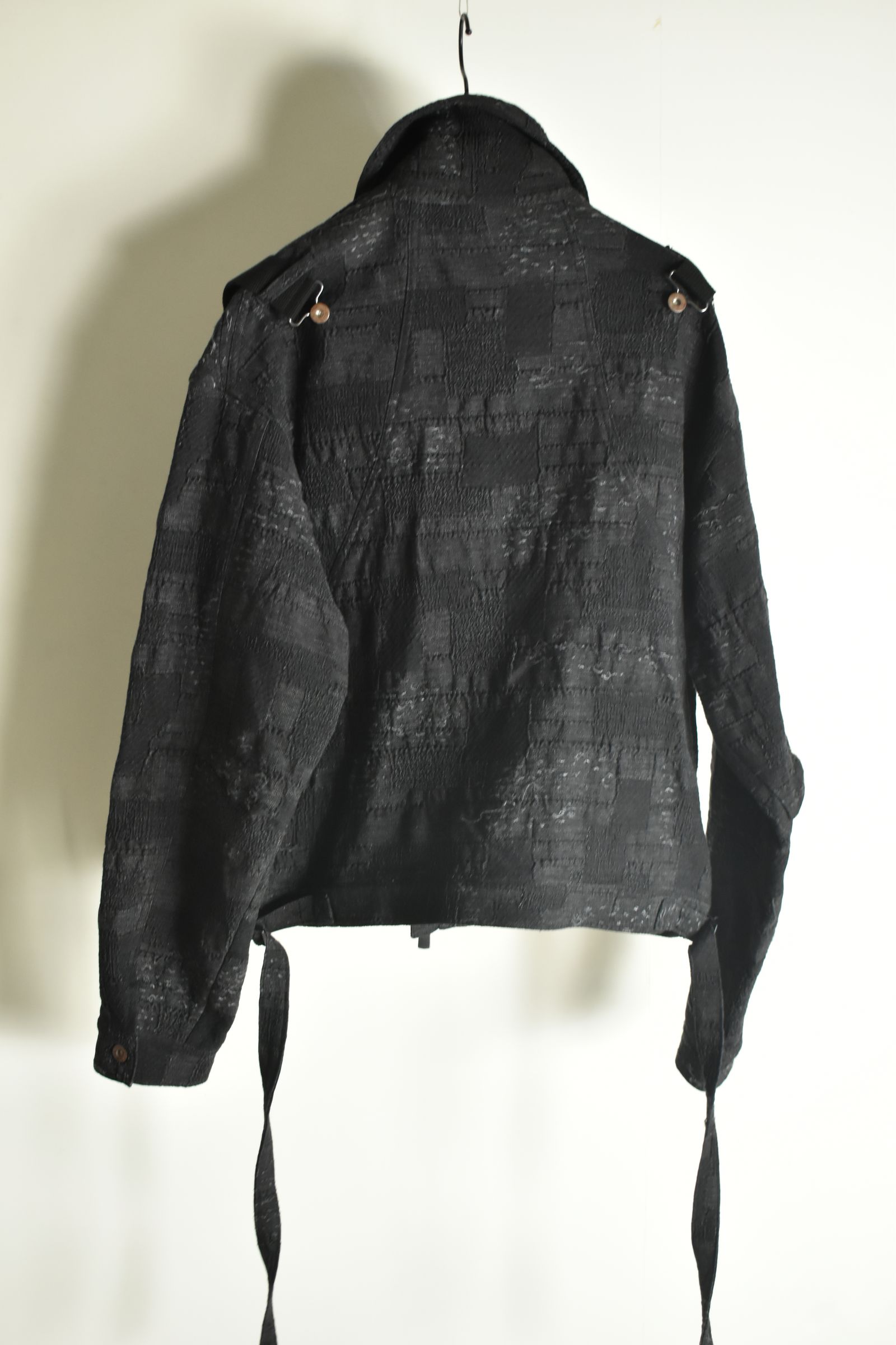 Crust Jacquard Salopette Layered Jacket"Black" / クラストジャガードサロペットレイヤードジャケット"ブラック"