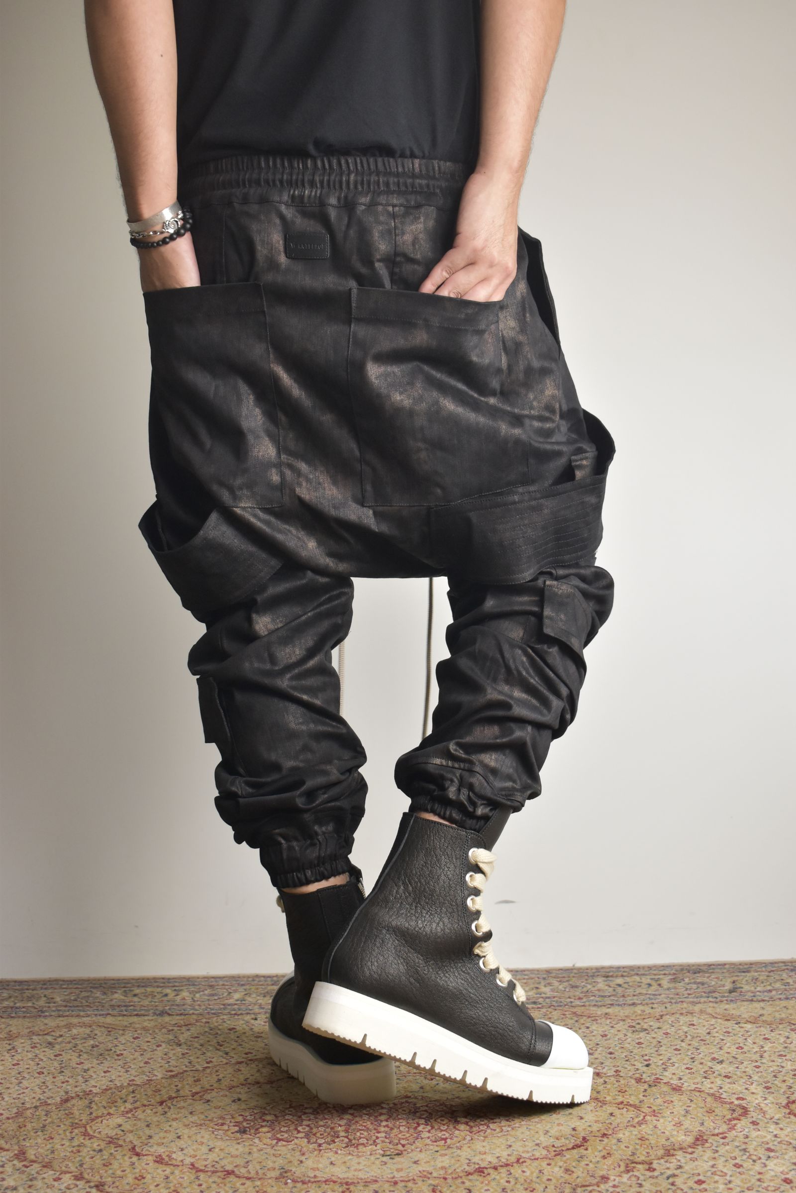 Metal Steam Camouflage Belt Cargo Jogger"Black × Brown" / メタルスチームカモフラージュ ベルトカーゴジョガー"ブラック×ブラウン"
