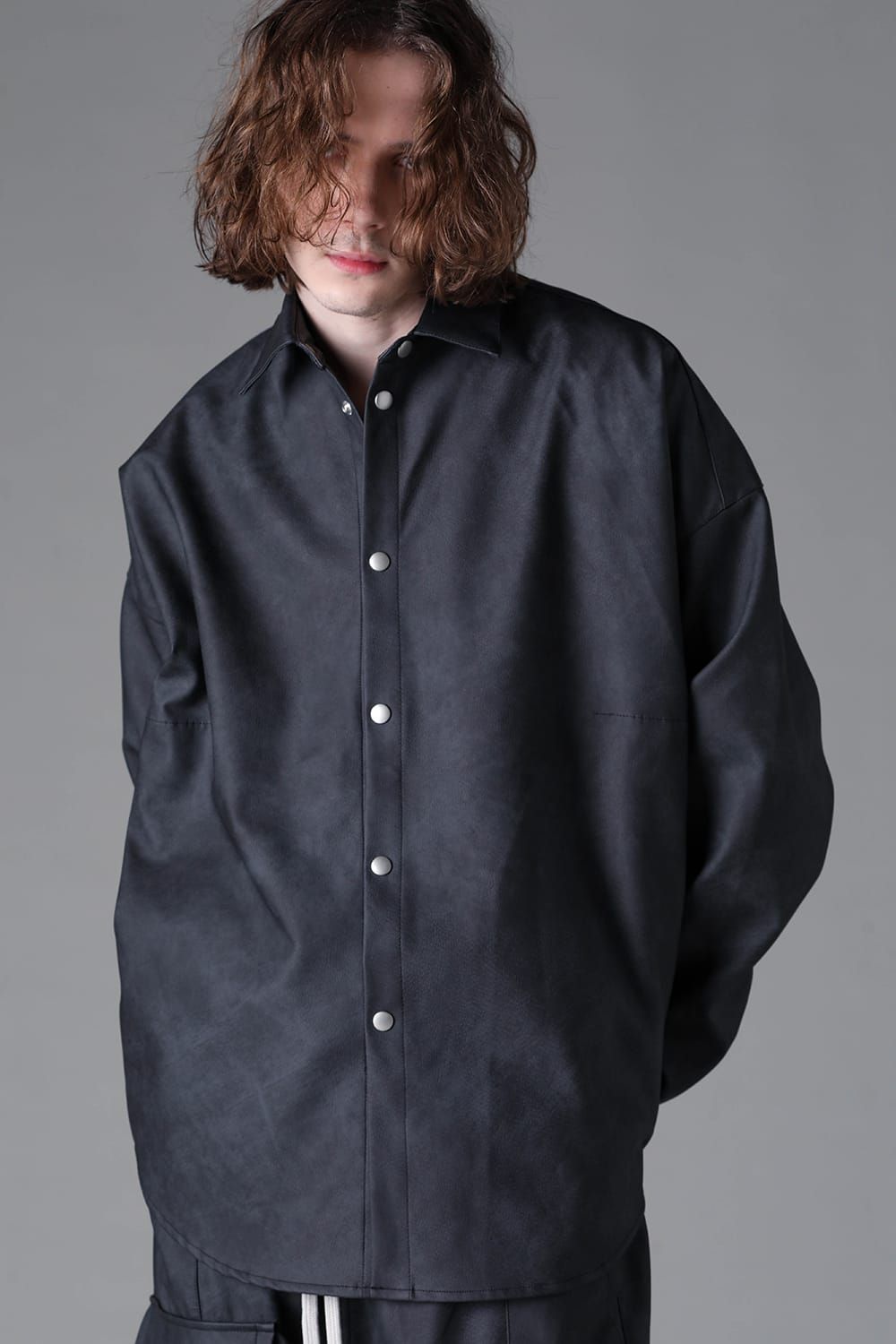 《2026AW先行予約》Vegan Leather  Cocoon Shirts"Smoke Black / Khaki" / ヴィーガンレザーコクーンシャツ"スモークブラック / カーキ"