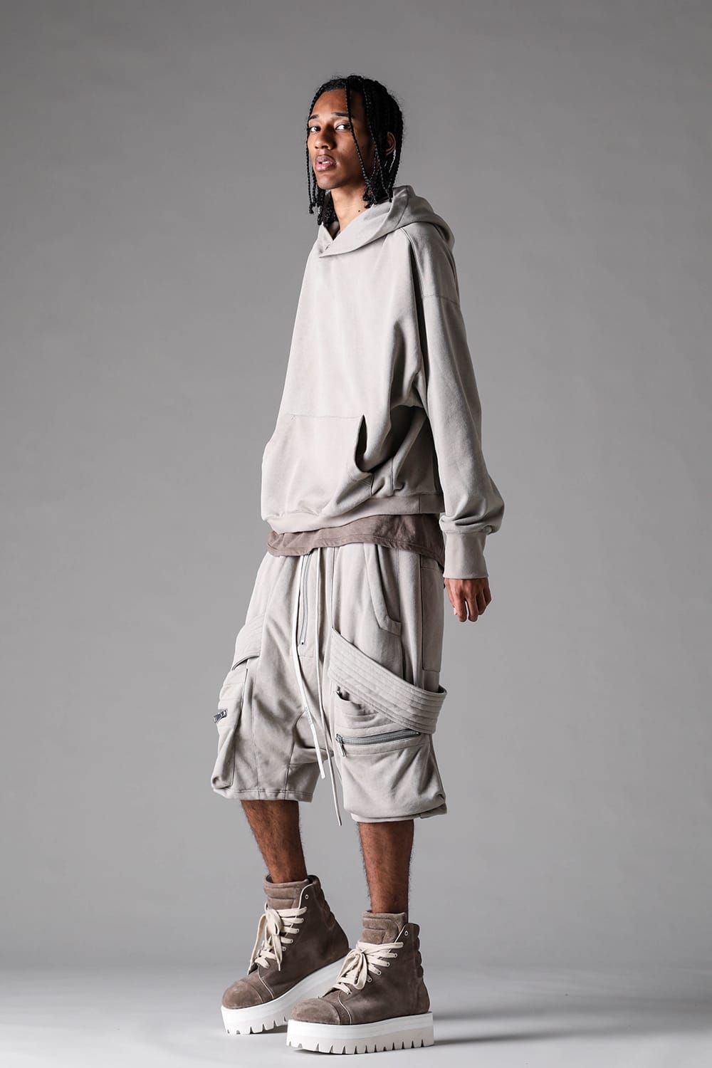 《2027SS先行予約》French Terry Pullover Hoodie "Black / Grey / L.Beige"/ フレンチテリー裏毛プルオーバーフーディ"ブラック / グレー /ライトベージュ"