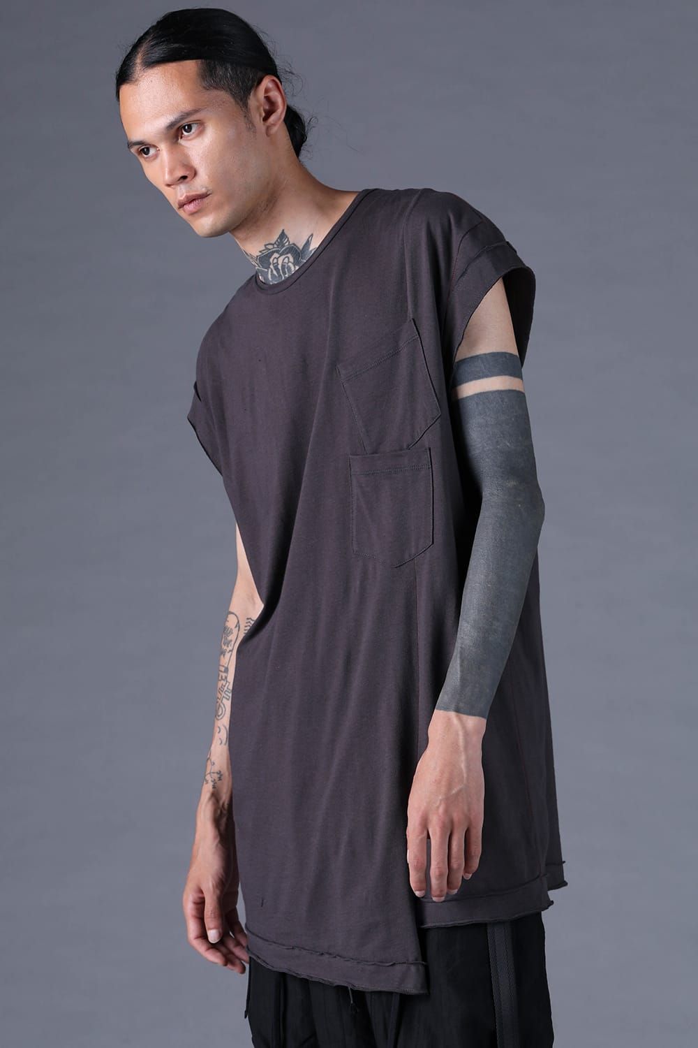 《2027SS先行予約分》30/- Cotton Cap Sleeves T-Shirt "Black / Grey / Charcoal" / 30/-天竺キャップスリーブTシャツ "ブラック / グレー /チャコール"