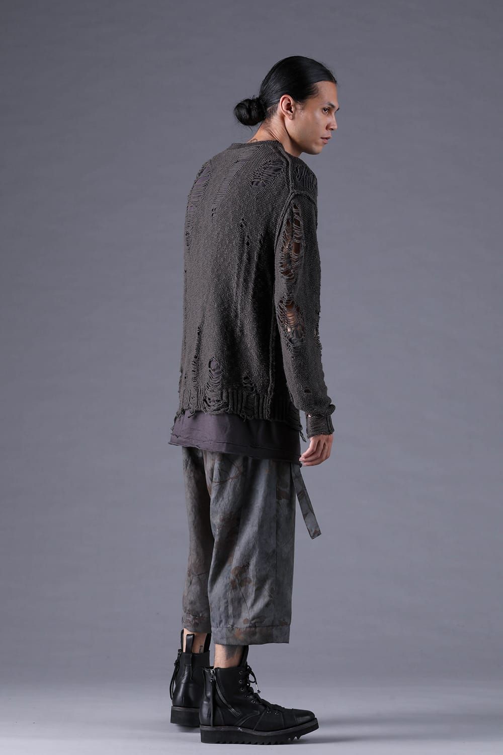 《2027SS先行予約分》3G Damage Knit Pullover "Charcoal" / 3Gダメージニットプルオーバー"チャコール"