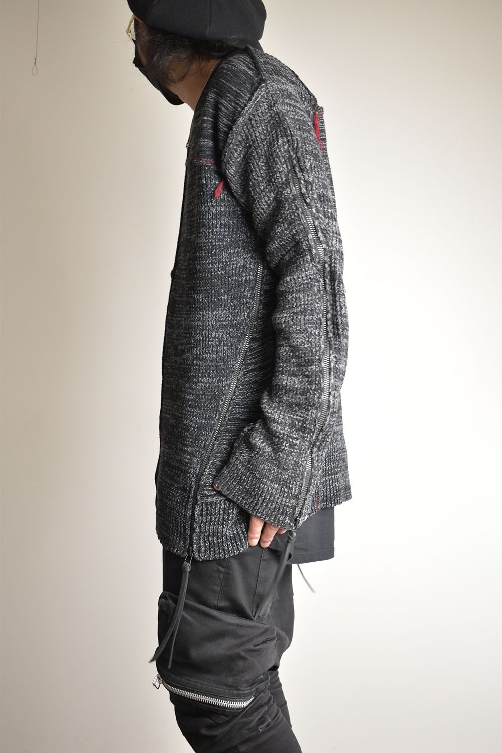 Wool Knit Zip Pullover "Charcoal" / ウールニットジッププルオーバー"チャコール"