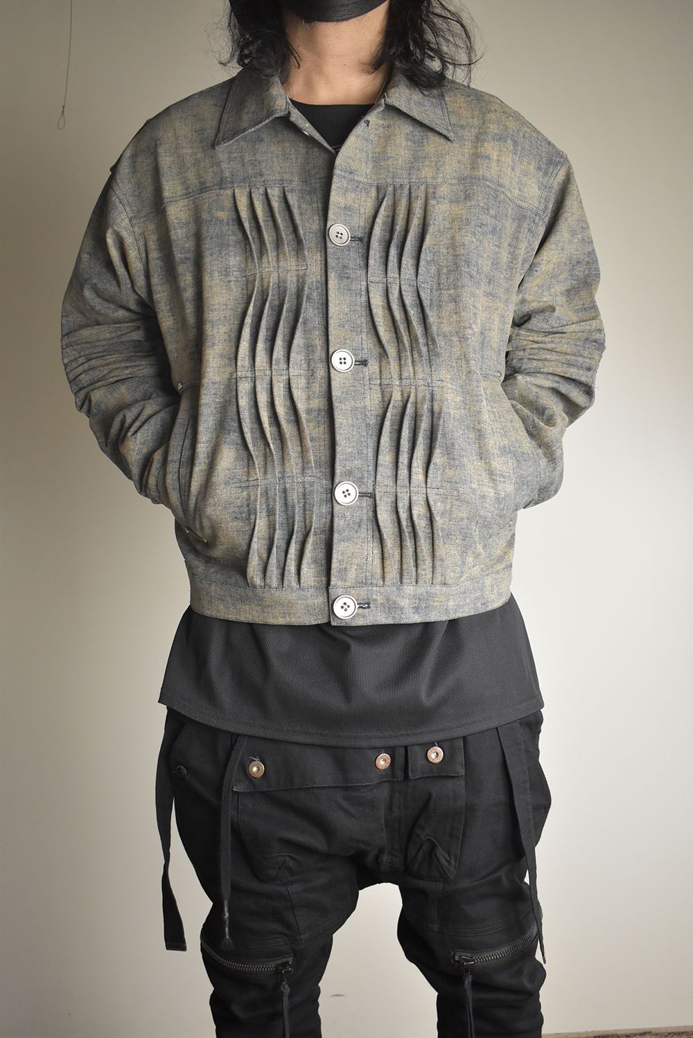 Blended Shades Denim Pin Tuck Blouson "Steel Blue" / ブレンデッドシェイドデニムピンタックブルゾン"スティールブルー"