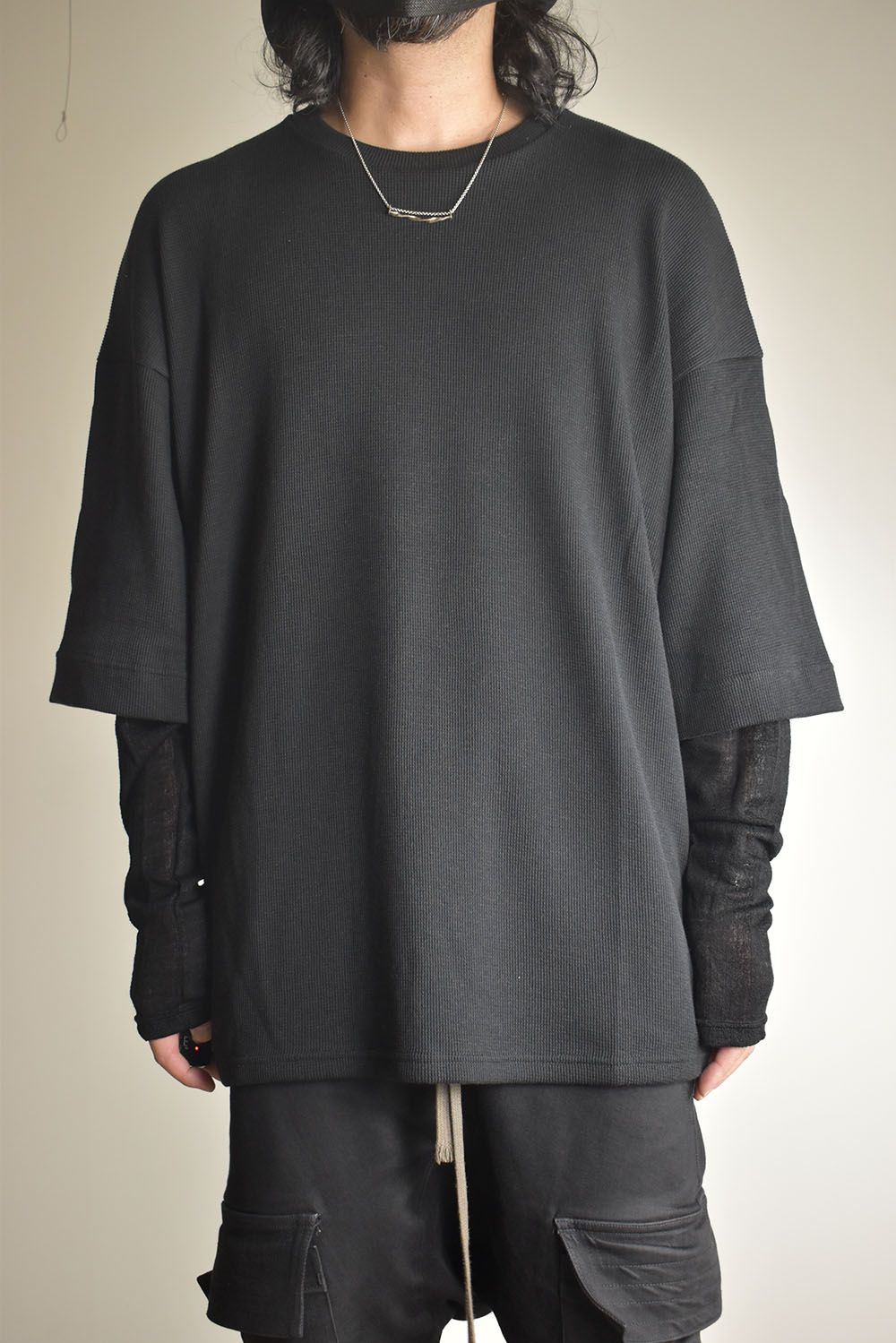 Layered Crew Neck Top"Black" / レイヤードクルーネックトップ"ブラック"