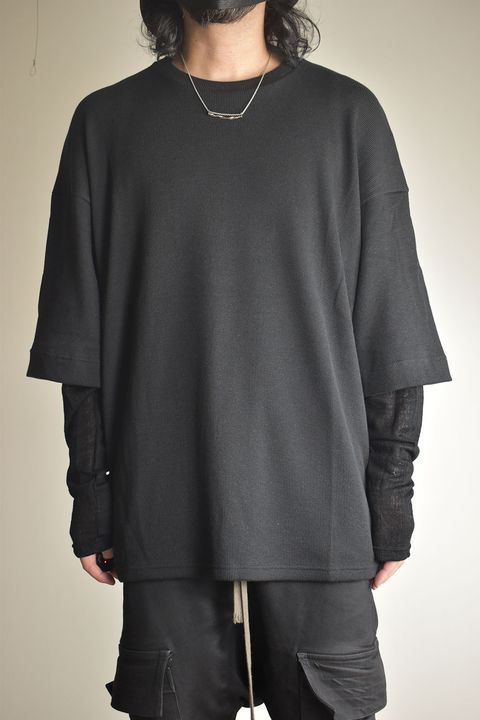 Layered Crew Neck Top"Black" / レイヤードクルーネックトップ"ブラック"