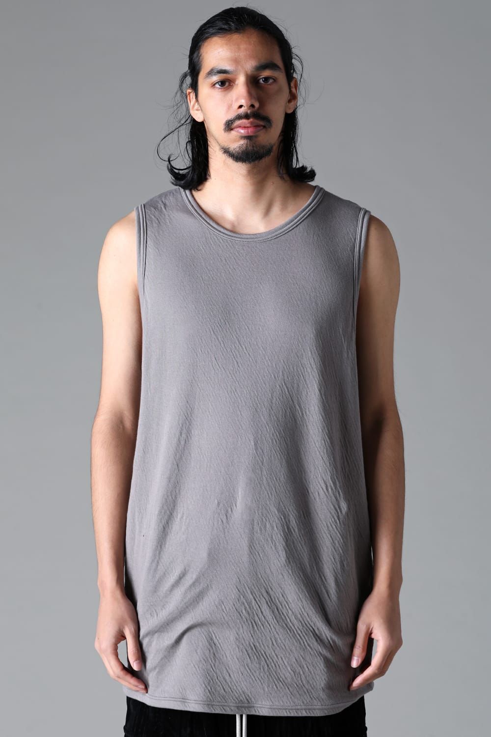 《2025AW先行予約》Double Gauze Long Tank Top"Black / Ivory /Khaki /Grey /D.Grey" /ダブルガーゼロングタンクトップ"ブラック/アイボリー/カーキ/グレー/ダークグレー"