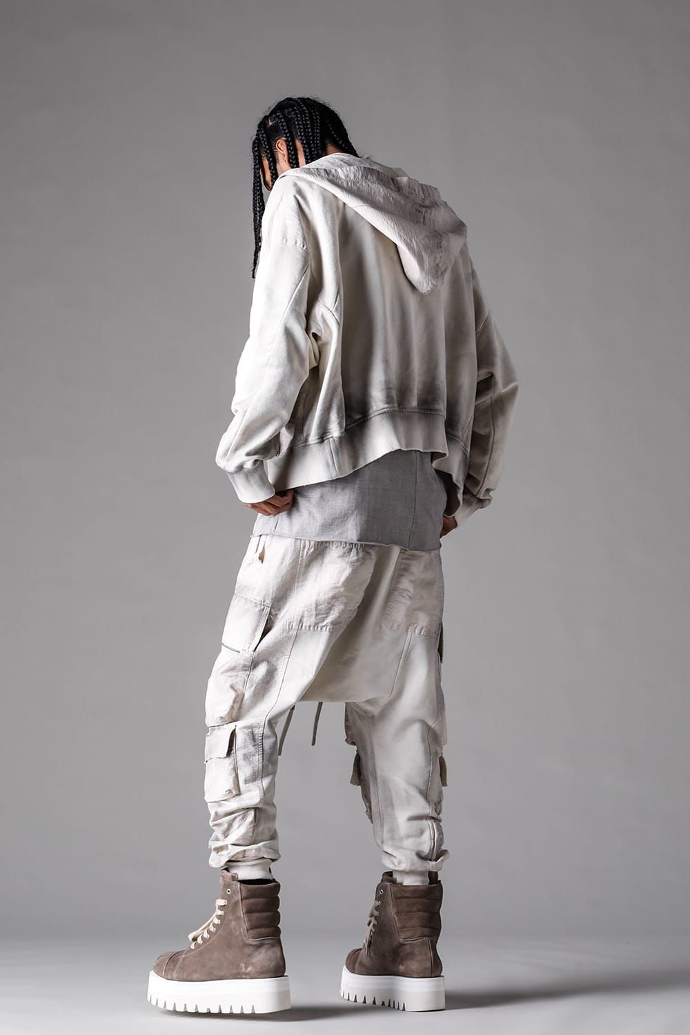 《2027SS先行予約》Vintage Zip Hoodie "Black × Brown / Grey × L.Grey / Ivory" / ヴィンテージジップフーディ"ブラック×ブラウン / グレー×ライトグレー / アイボリー"