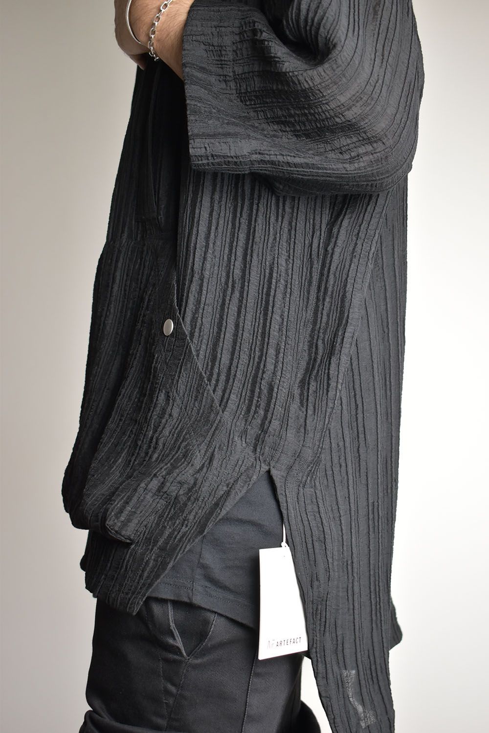 Sheer Yoryu Hoodie Shirts"Black"/シアーフーディシャツ"ブラック"