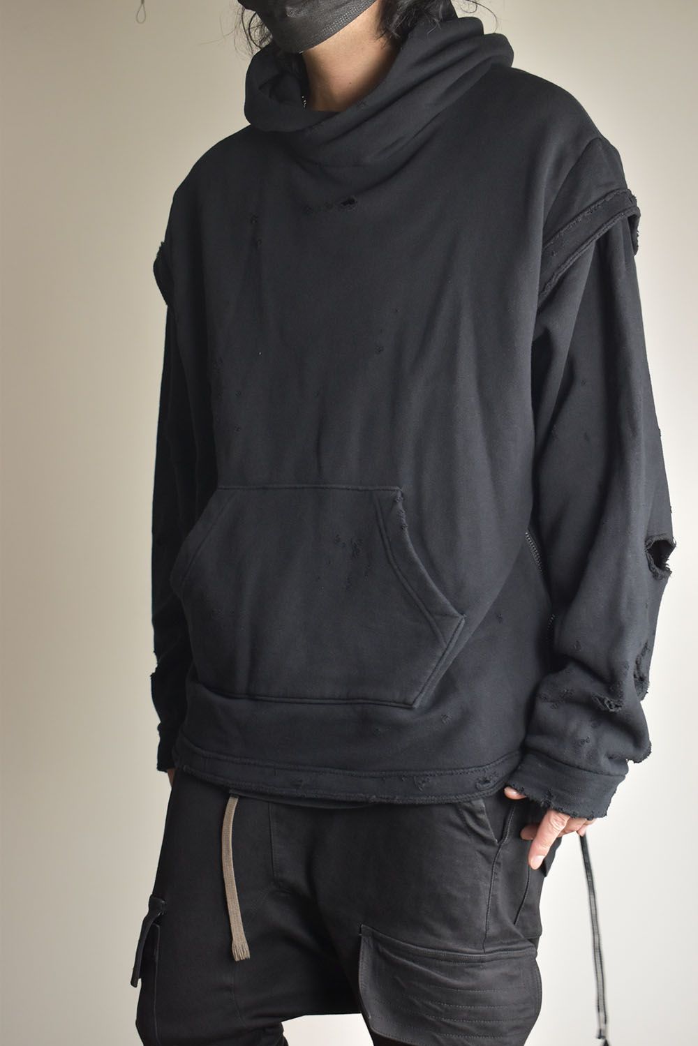 Untwisted Sweat Oversized Pullover Hoodie "Black" / 無撚糸裏毛オーバーサイズプルオーバーフーディー"ブラック"
