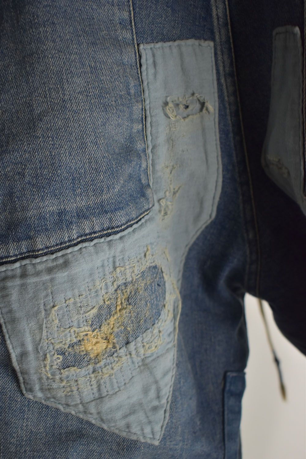 Product Finish Stretch Denim Wide Cropped Pants"Indigo" / 製品加工ストレッチデニムワイドクロップドパンツ"インディゴ"